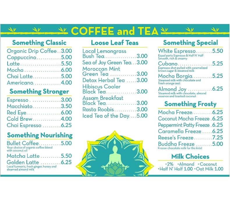 barefoot buddha menu - st. thomas, usvi